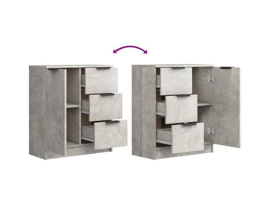 Servante, 2 buc., gri beton, 60x30x70 cm, lemn prelucrat, 7 image