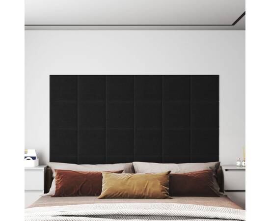 Panouri de perete 12 buc. negru 30x30 cm textil 1,08 m²