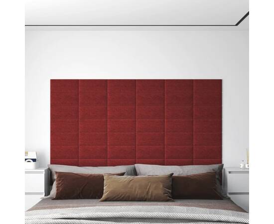 Panouri de perete 12 buc. roșu vin 30x15 cm textil 0,54 m²