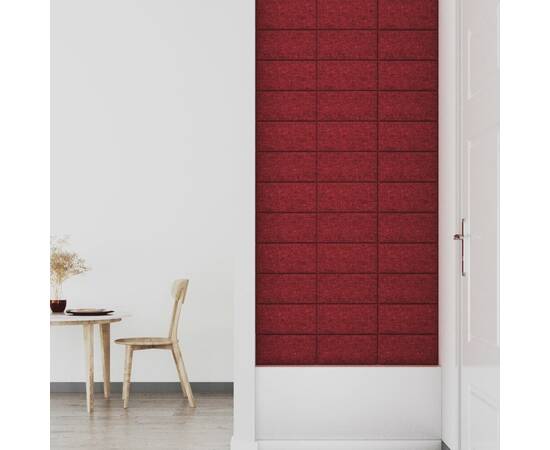 Panouri de perete 12 buc. roșu vin 30x15 cm textil 0,54 m², 6 image
