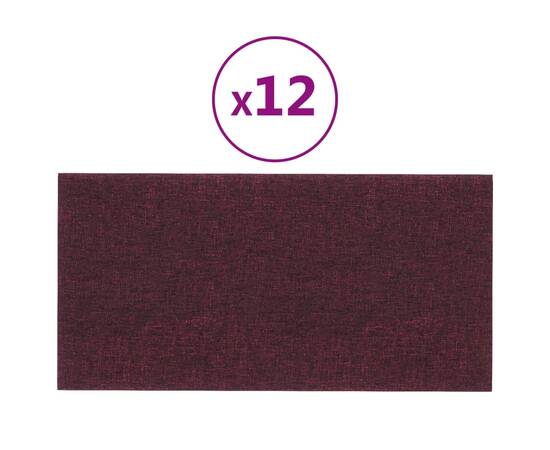Panouri de perete 12 buc. violet 30x15 cm textil 0,54 m², 2 image