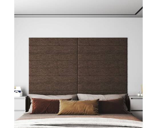 Panouri de perete 12 buc. maro 90x15 cm textil 1,62 m²