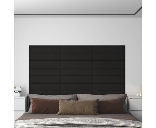 Panouri de perete 12 buc. negru 60x15 cm textil 1,08 m²