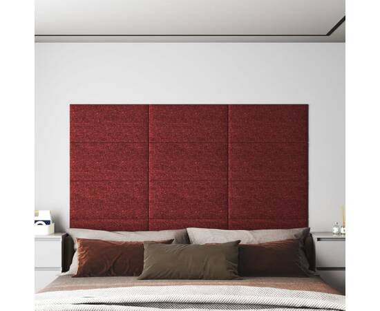 Panouri de perete 12 buc. roșu vin 60x30 cm textil 2,16 m²