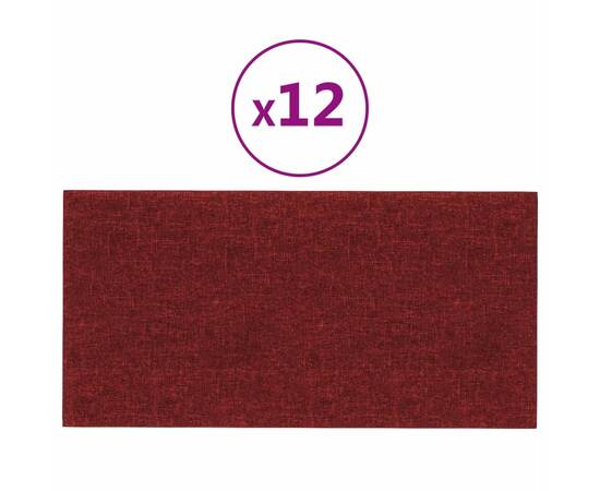 Panouri de perete 12 buc. roșu vin 60x30 cm textil 2,16 m², 2 image
