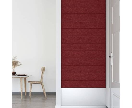 Panouri de perete 12 buc. roșu vin 90x15 cm textil 1,62 m², 6 image