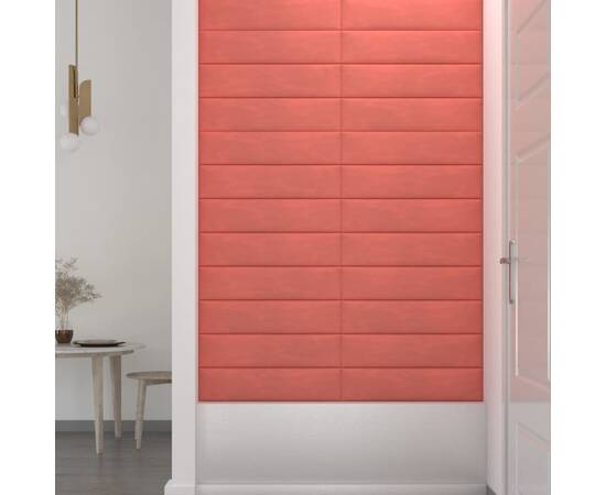 Panouri de perete 12 buc. roz 60x15 cm catifea 1,08 m², 4 image
