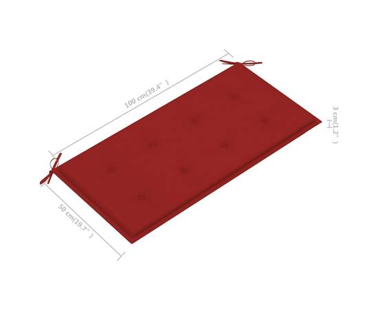 Pernă pentru bancă de grădină, roșu, 100x50x3 cm, 5 image