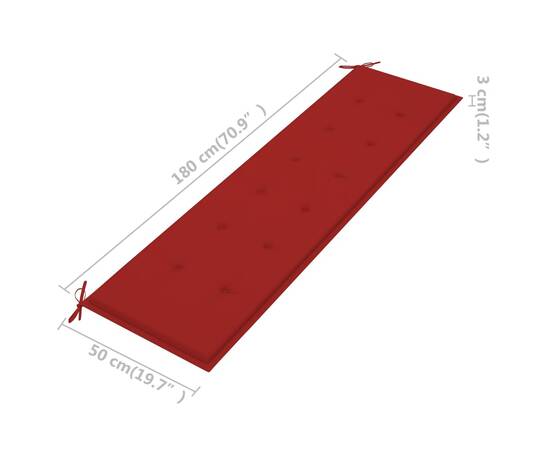 Pernă pentru bancă de grădină, roșu, 180x50x3 cm, 5 image