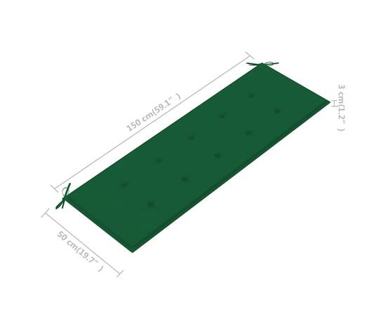 Pernă pentru bancă de grădină, verde, 150x50x3 cm, 5 image