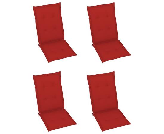 Perne scaun de grădină, 4 buc, roșu, 120x50x3 cm, 2 image