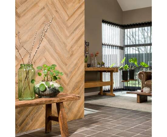 Wallart panouri de perete aspect lemn, maro vintage, stejar reciclat, 7 image