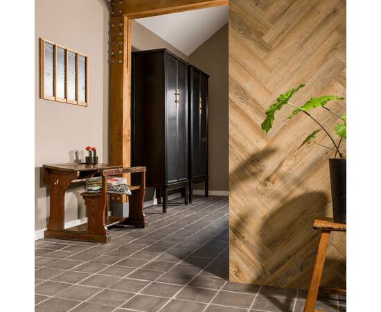 Wallart panouri de perete aspect lemn, maro vintage, stejar reciclat, 8 image