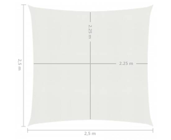 Pânză parasolar, alb, 2,5 x 2,5 m, hdpe, 160 g/m², 6 image