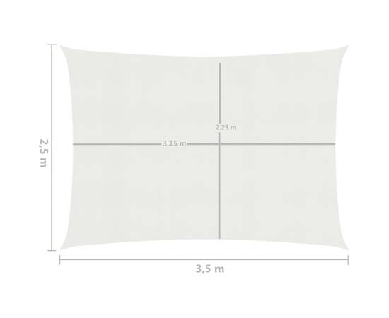 Pânză parasolar, alb, 2,5 x 3,5 m, hdpe, 160 g/m², 6 image