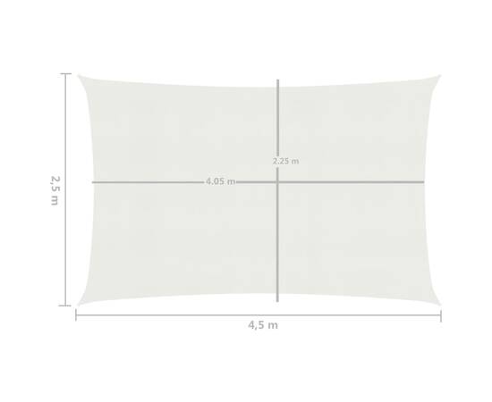 Pânză parasolar, alb, 2,5 x 4,5 m, hdpe, 160 g/m², 6 image