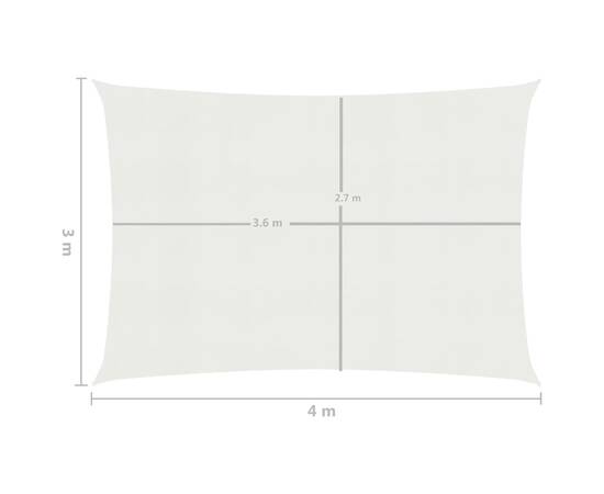 Pânză parasolar, alb, 3 x 4 m, hdpe, 160 g/m², 6 image