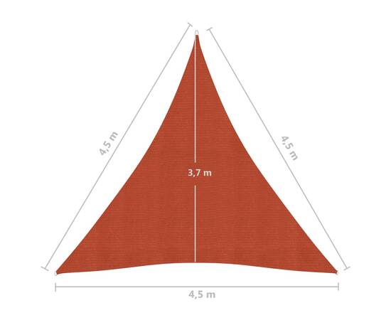 Pânză parasolar, cărămiziu, 4,5x4,5x4,5 m, hdpe, 160 g/m², 6 image