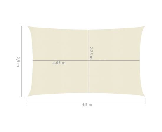 Pânză parasolar, crem, 2,5x4,5 m, hdpe, 160 g/m², 6 image