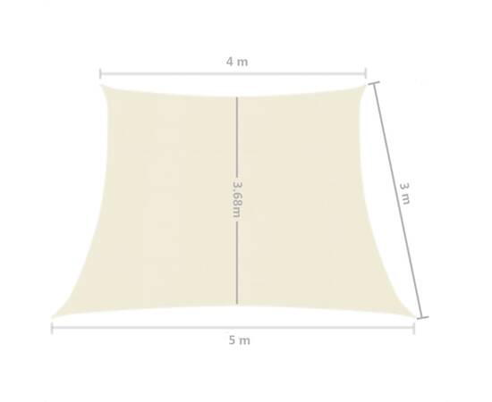 Pânză parasolar, crem, 4/5x3 m, hdpe, 160 g/m², 6 image