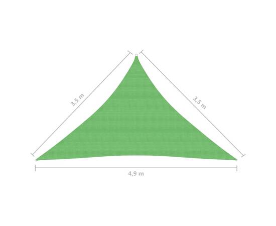 Pânză parasolar, verde deschis, 3,5x3,5x4,9 m, hdpe, 160 g/m², 6 image