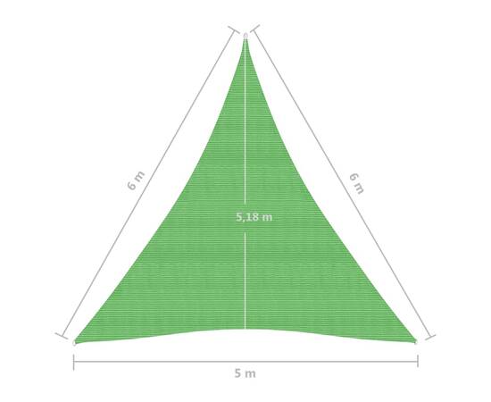 Pânză parasolar, verde deschis, 5x6x6 m, 160 g/m², hdpe, 6 image