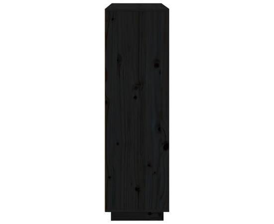 Dulap înalt, negru, 110,5x35x117 cm, lemn masiv de pin, 4 image