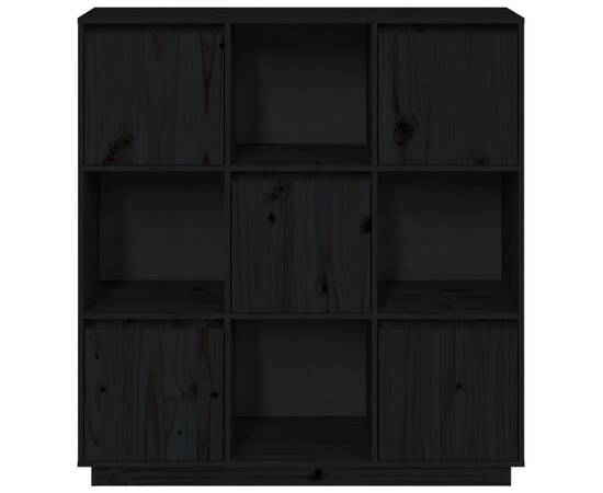 Dulap înalt, negru, 110,5x35x117 cm, lemn masiv de pin, 3 image