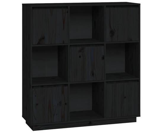 Dulap înalt, negru, 110,5x35x117 cm, lemn masiv de pin, 2 image