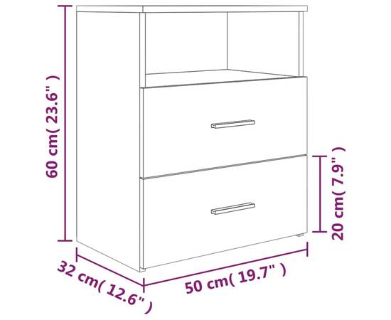 Noptiere, 2 buc., gri sonoma, 50x32x60 cm, 9 image