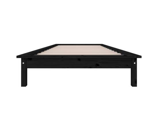 Cadru de pat, negru, 100x200 cm, lemn masiv de pin, 4 image