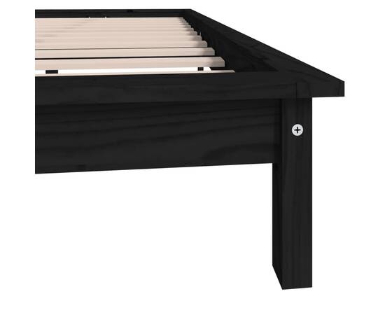 Cadru de pat, negru, 140x190 cm, lemn masiv de pin, 7 image