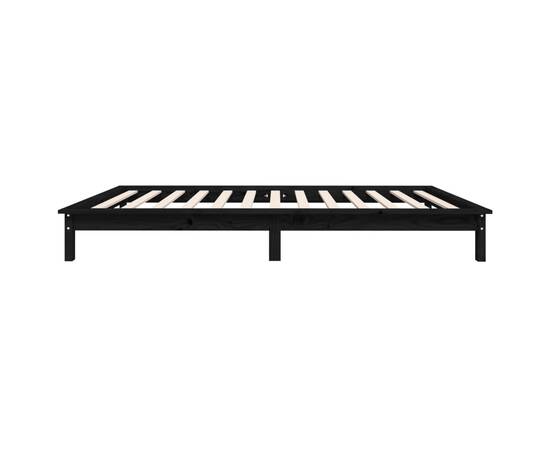Cadru de pat, negru, 90x200 cm, lemn masiv de pin, 6 image