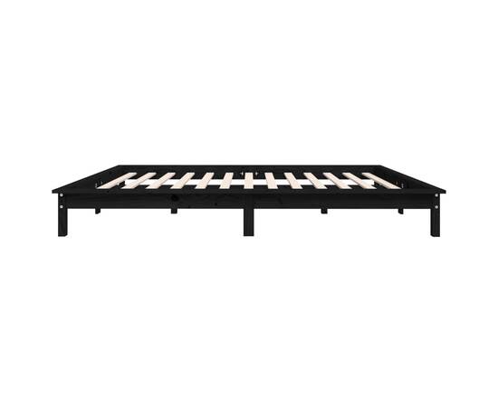 Cadru de pat king size 5ft, negru, 150x200cm, lemn masiv de pin, 6 image