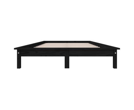 Cadru de pat king size 5ft, negru, 150x200cm, lemn masiv de pin, 5 image