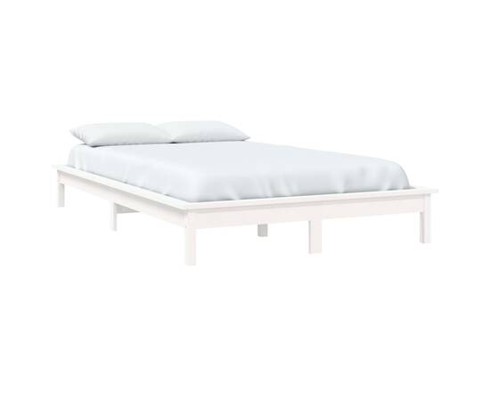 Cadru de pat super king 6ft, alb, 180x200 cm, lemn masiv de pin, 3 image