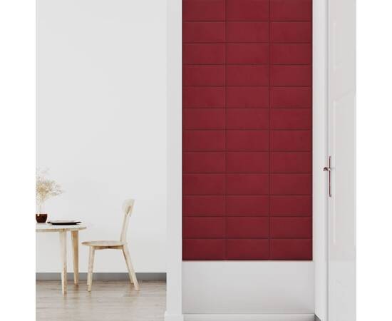 Panouri de perete 12 buc. roșu vin 30x15 cm catifea 0,54 m², 7 image