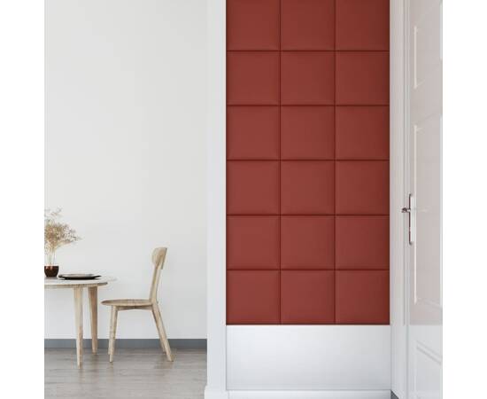 Panouri perete 12 buc. roșu vin 30x30cm piele ecologică 1,08 m², 6 image