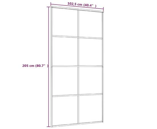 Ușă glisantă, negru, 102,5x205 cm, sticlă esg și aluminiu, 5 image
