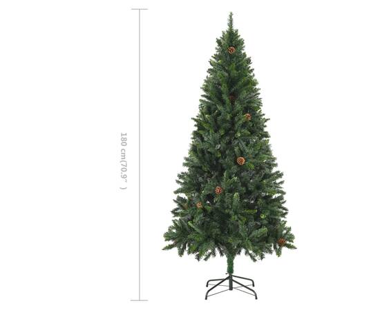 Brad de crăciun artificial cu conuri de pin, verde, 180 cm, 8 image