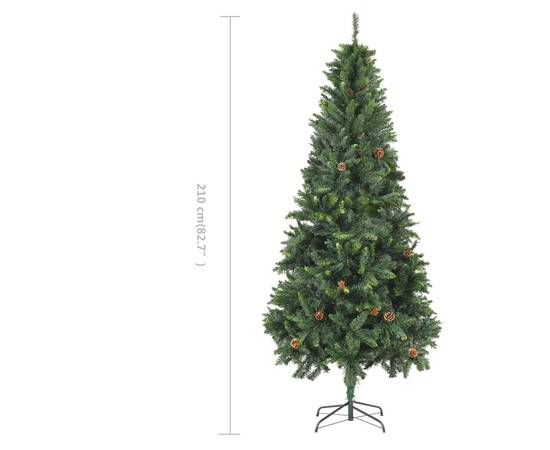 Brad de crăciun artificial cu conuri de pin, verde, 210 cm, 8 image