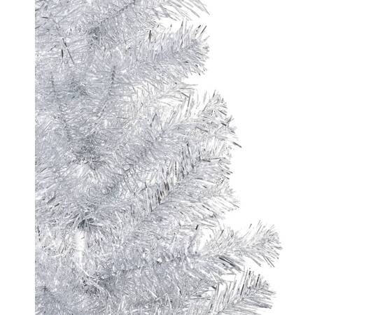 Brad de crăciun artificial cu led/globuri argintiu 180 cm pet, 2 image