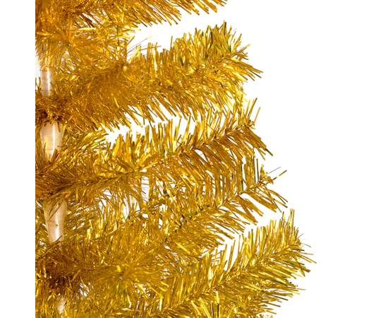 Brad de crăciun artificial cu led&globuri auriu 180 cm pet, 2 image