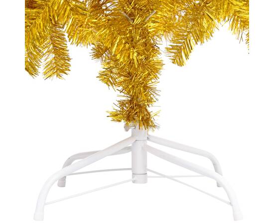 Brad de crăciun artificial cu led&globuri auriu 180 cm pet, 4 image