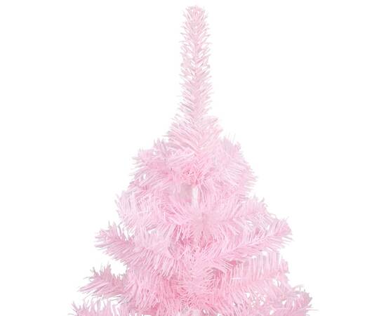 Brad de crăciun artificial cu led-uri/globuri, roz 120 cm pvc, 3 image