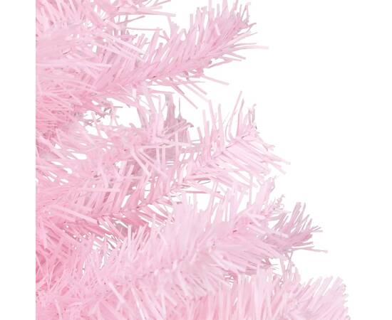 Brad de crăciun artificial cu led-uri/globuri, roz 120 cm pvc, 4 image