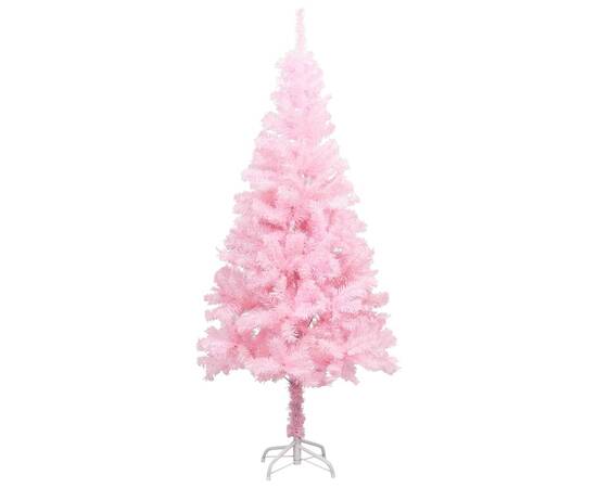Brad de crăciun artificial cu led-uri/globuri, roz 120 cm pvc, 2 image