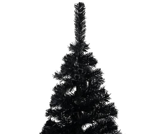Brad de crăciun artificial cu led-uri/globuri negru 120 cm pvc, 3 image