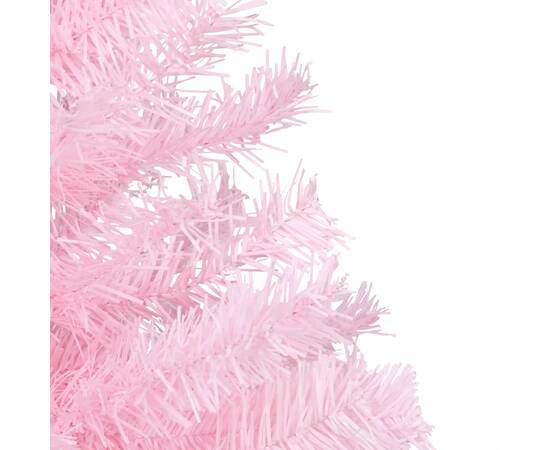 Brad de crăciun artificial cu led-uri/globuri roz 150 cm pvc, 3 image
