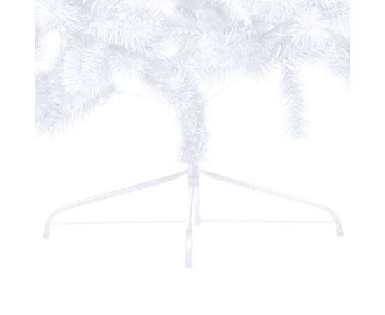 Brad de crăciun artificial jumătate led-uri&globuri alb 180 cm, 6 image